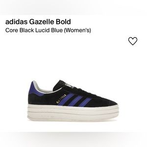 Adidas Gazelle Bold Core Black and Lucid Blue 7.5 NWT